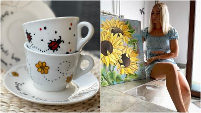 Mlada umjetnica Viktorija Pšag poklanja vam mali set oslikanih šalica za kavu