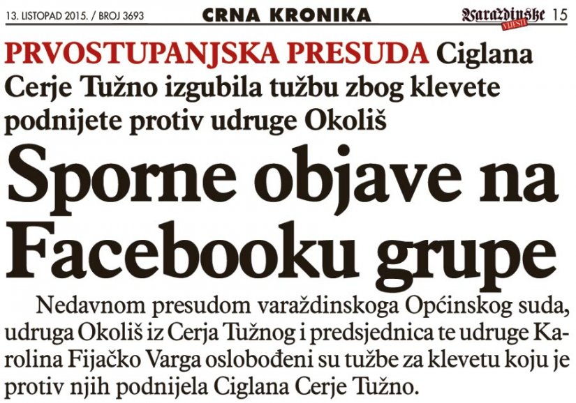 Kako je čelnica udruge Okoliš završila na sudu zbog komentara na Facebooku?