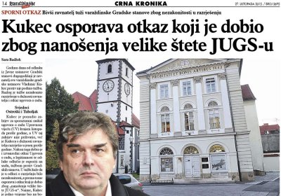 Kukec osporava otkaz koji je dobio zbog nanošenja štete JUGS-u