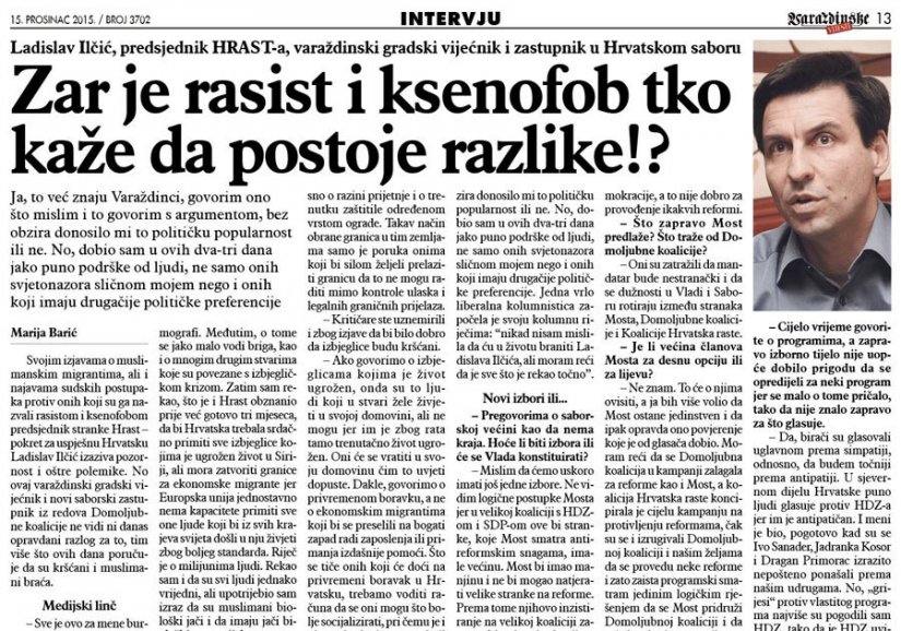 Ilčić za Varaždinske vijesti: Zar je rasist onaj koji kaže da razlike postoje?!