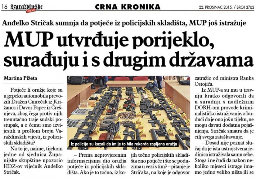 Potječe li krijumčareno oružje iz policijskih skladišta?