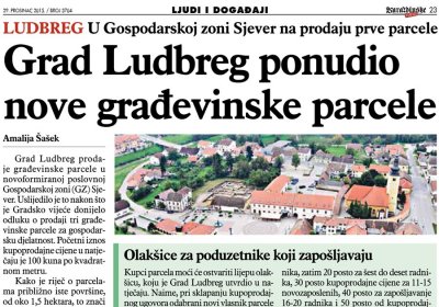 Grad Ludbreg ponudio nove građevinske parcele