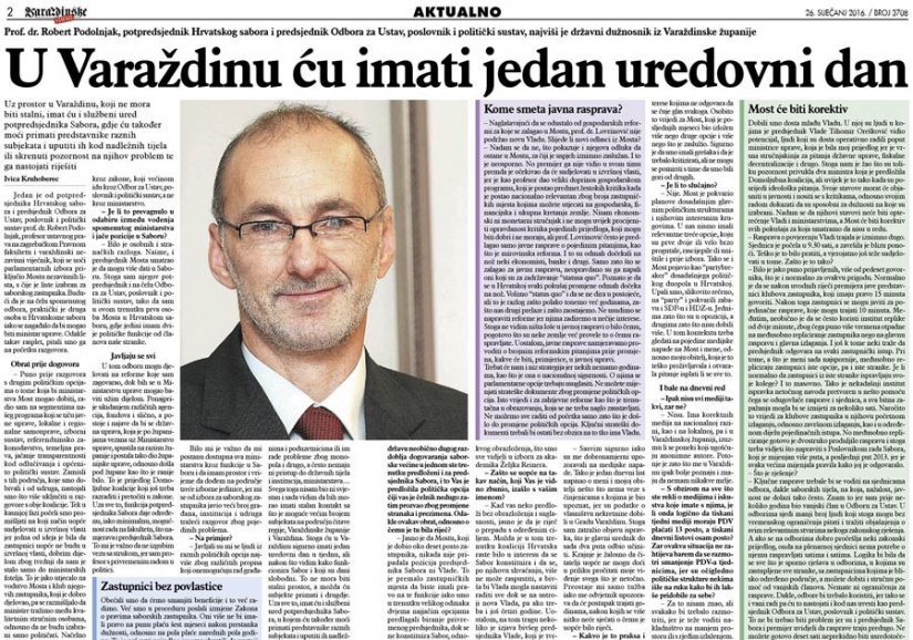 Robert Podolnjak: U Varaždinu ću imati jedan uredovni dan