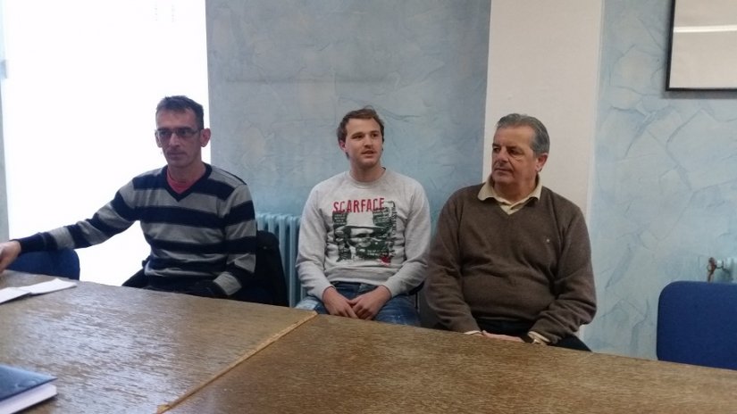 Stjepan Cvek, Luka Jagačić i Mario Ružić (s desna) na današnjem susretu s novinarima u klubu