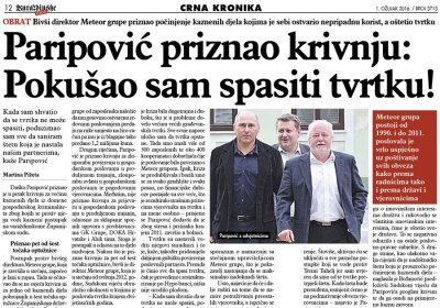 Paripović priznao krivnju: Pokušao sam spasiti tvrtku!