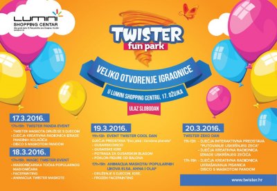 U Lumini stiže Twister - najveća dječja igraonica, čuvaonica i rođendaonica u regiji!