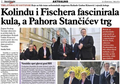 Kolinda dobila poziv da ured preseli u Varaždin, Fischera fascinirala kula, a Pahora Stančićev trg