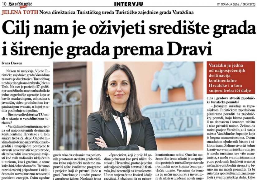 Jelena Toth za Varaždinske vijesti: Cilj nam je oživjeti središte grada