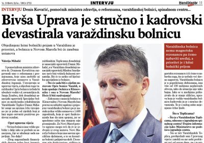 Denis Kovačić: Bivša Uprava je stručno i kadrovski devastirala varaždinsku bolnicu
