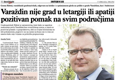 Habuš odgovorio kritičarima: Varaždin nije grad u letargiji ili apatiji