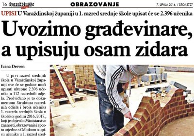 Upisi u tijeku: Uvozimo građevinare, a upisuju osam zidara