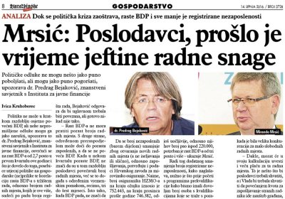 Mrsić: Poslodavci, prošlo je vrijeme jeftine radne snage