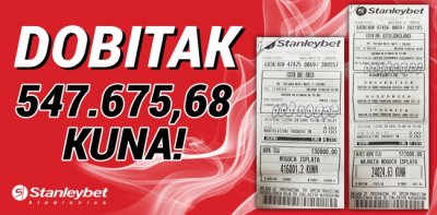 Osvojeno pola milijuna kuna u kladionici Stanleybet