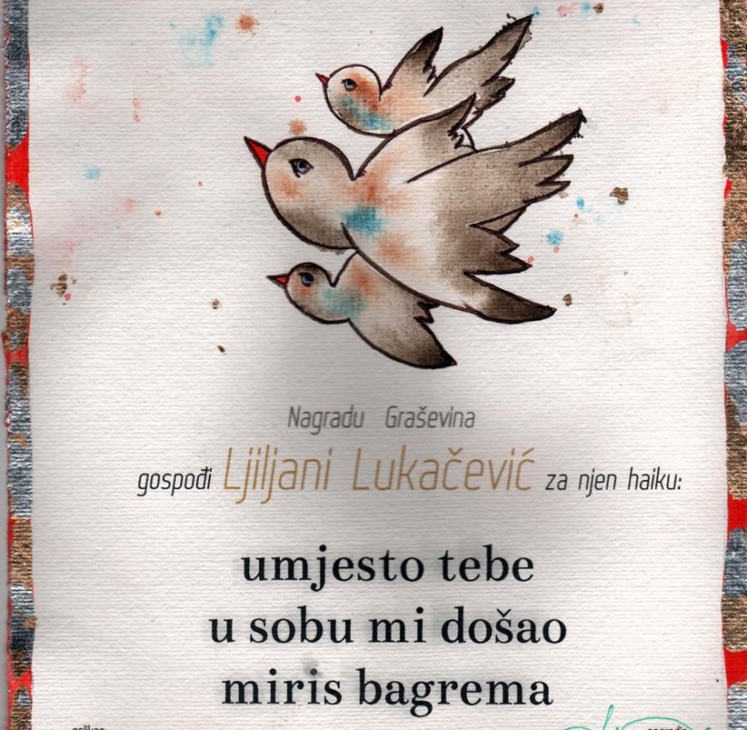 Ljiljani Lukačević iz Ivanca nagrada “Graševina“ za najbolji haiku