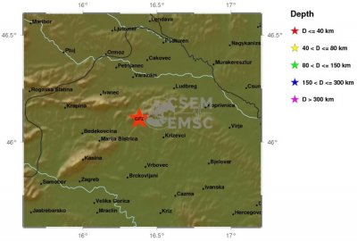 Lagani potres s epicentrom 22 km južno od Varaždina zatresao Varaždinsku županiju