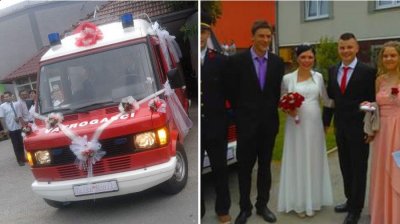 FOTO: Mladi par iz Imbriovca vatrogasnim vjenčanjem započeo bračni život