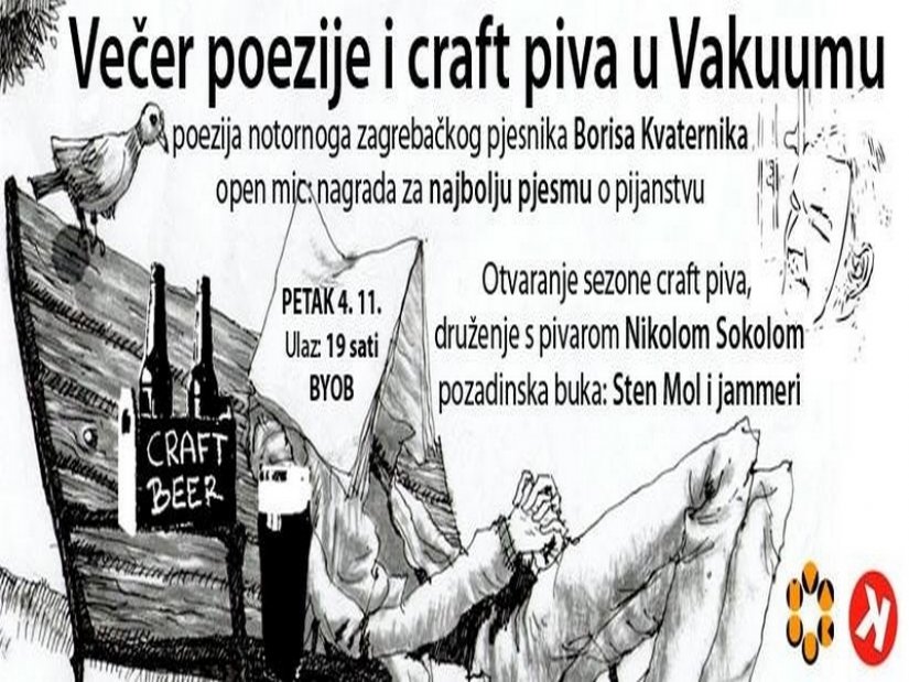 Večer poezije i craft piva u Vakuumu, 4. studenoga