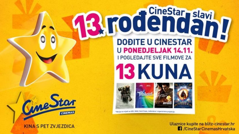 CineStar časti ulaznicama za samo 13 kuna!