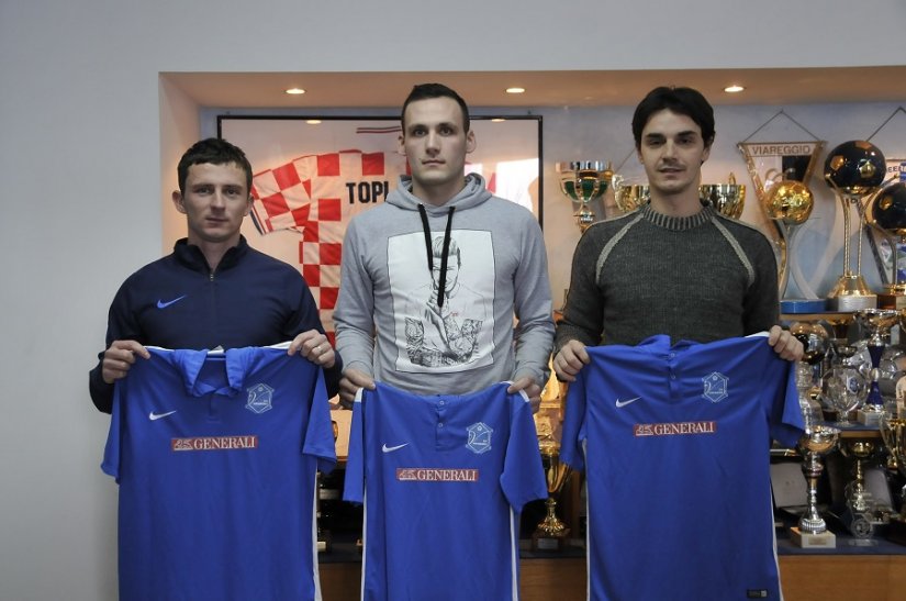 Karlo Šimek, Dinko Gavranović i Gordan Golik (s lijeva) novi su igrači u svlačionici momčadi Varaždina