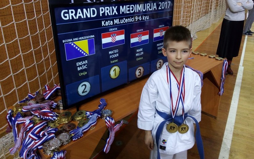 Mateo Foder osvojio je dvije zlatne medalje u katama i to u kategoriji cicibana i mlađih učenika