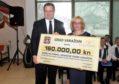 Grad Varaždin donirao 160.000 kuna Domu za starije i nemoćne osobe