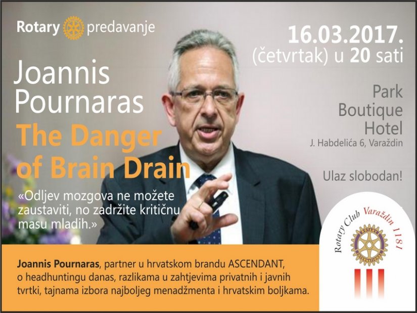 Dođite danas na predavanje „The Danger of Brain Drain“ Joannisa Pournarasa