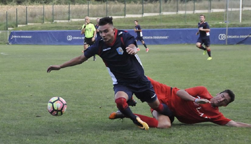 Start Ante Begovića na Dariju Sakaču, kada se i ozlijedio napadač Jalžabeta u strijelac jedinog gola za domaći sastav