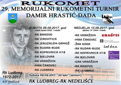 Ovog vikenda u Ludbregu 29. memorijalni rukometni turnir Damr Hrastić - Dada