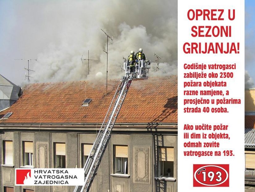 Oprez u sezoni grijanja: Godišnje vatrogasci zabilježe oko 2300 požara