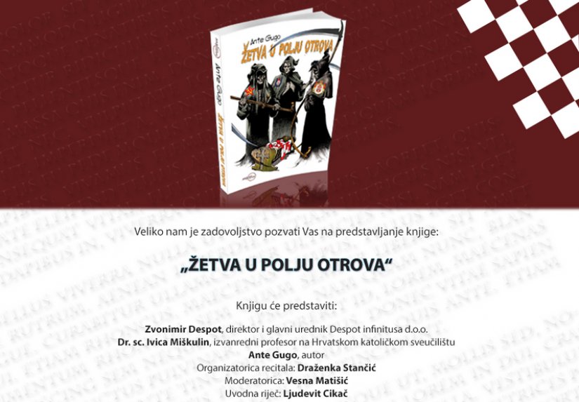 Knjiga &quot;Žetva u polju otrova&quot; Ante Guge bit će predstavljena u Ivancu u četvrtak