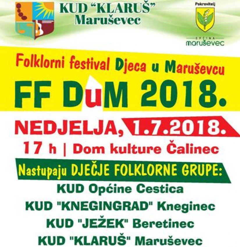 U nedjelju se u Čalincu održava &quot;Folklorni festival Djeca u Maruševcu&quot;
