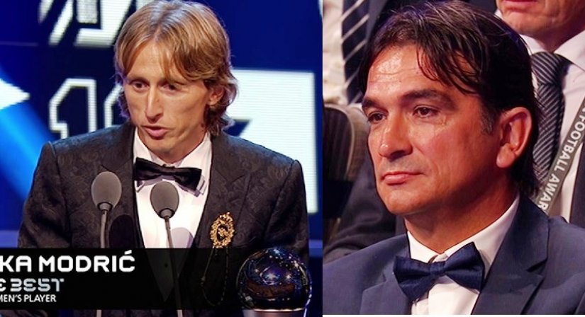 Najbolji nogometaš svijeta 2018. godine, kapetan Vatrenih Luka Modrić i hrvatski izbornik Zlatko Dalić na večerašnjoj svečanosti u Londonu