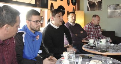 Goran Hlevnjak, Jurica Vidaček, Alen Milak, Romano Puček i Marijan Tači na novinarskoj konferenciji GRK Varaždina 1930