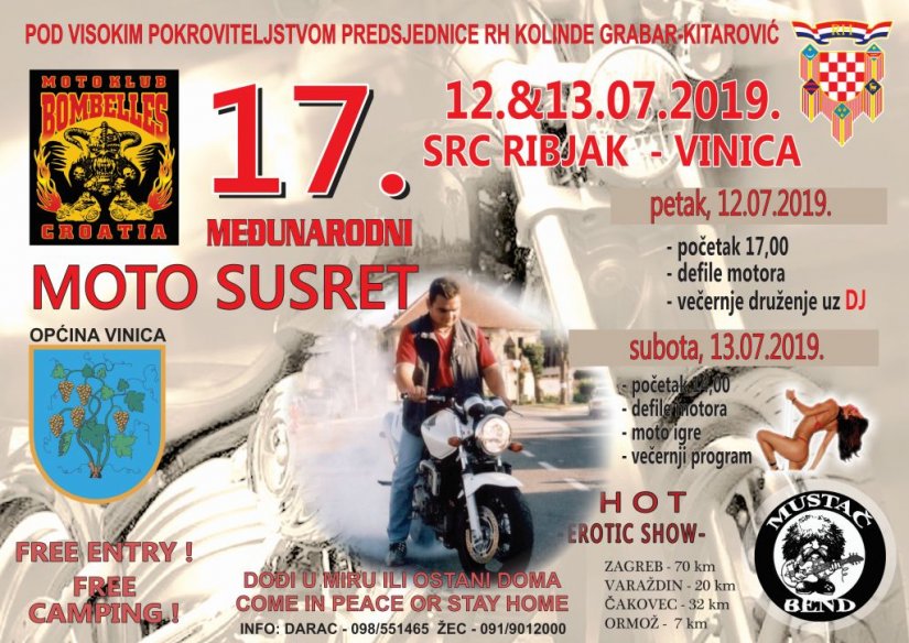 17. Međunarodni moto susreti Vinica 12. i 13. srpnja na SRC Ribnjaku