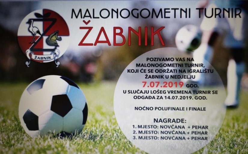 Malonogometni turnir „Žabnik“ u nedjelju, 7. srpnja