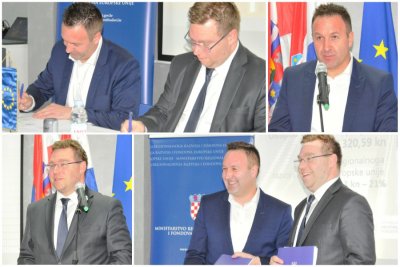 Ministar Marko Pavić i načelnik Nenad Horvatić prilikom večerašnjeg potpisivanja ugovora
