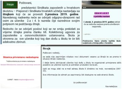 Nakon objave prekida štrajka, kaos: internet stranice nekih škola ne rade, na nekima piše da je sutra štrajk!