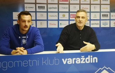 Franjo Prce i Luka Bonačić na današnjem susretu s novinarima u klubu uoči sutrašnjeg ogleda s Rijekom