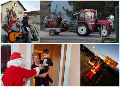 FOTO Božićna čarolija u Tužnom: Djed Božićnjak stigao s prijateljima na traktoru i sve razveselio