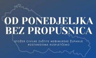 Od ponoći kretanje bez propusnica unutar Međimurja!