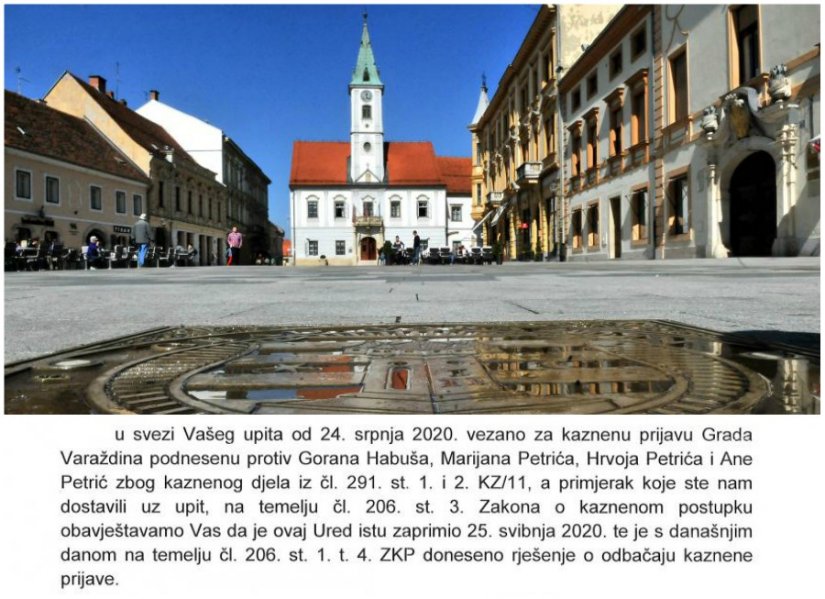 USKOK odbacio kaznenu prijavu Grada Varaždina protiv Habuša i odvjetnika Petrić