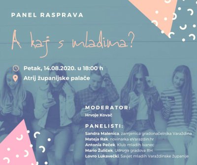 Panel rasprava &quot;A kaj s mladima&quot; ovog petka u Atriju županijske palače