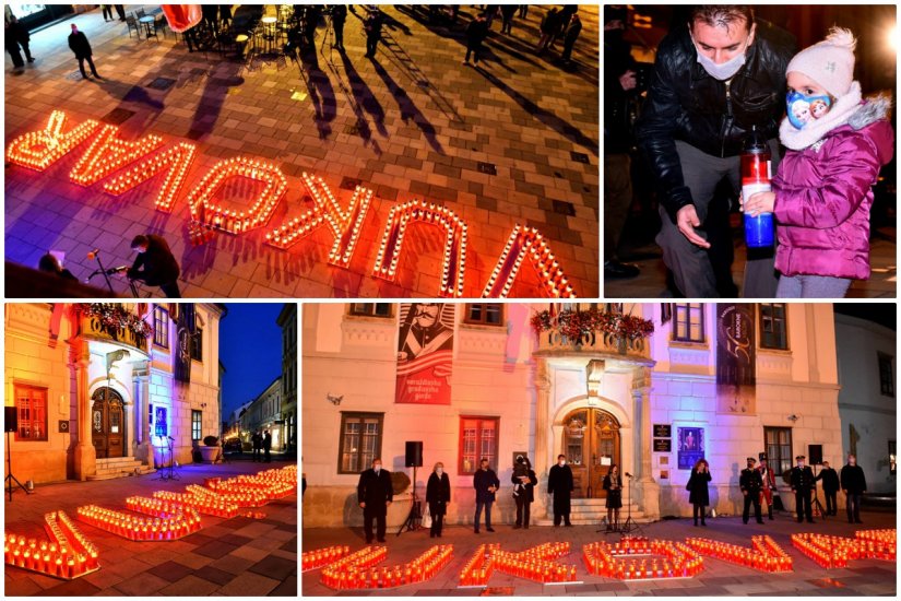 FOTO: Ispred varaždinske Gradske vijećnice upaljene svijeće za žrtvu Vukovara i Škabrnje