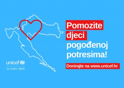 UNICEF također pokrenuo kampanju za pomoć pogođenima potresima