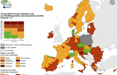 ECDC objavio novu kartu: Cijela Hrvatska i dalje crvena, Zagreb u tamnocrvenom