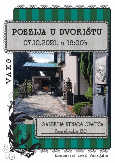 Poezija u dvorištu 7. listopada u 19 sati u galeriji Nenada Opačića