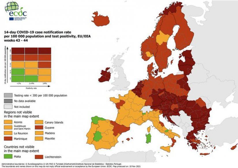 Na novoj korona-karti ECDC-a Hrvatska i ovaj tjedan ostala tamnocrvena