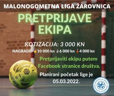Društvo za šport i rekreaciju Žarovnica organizira malonogometnu ligu