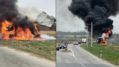 Kamion se zapalio u vožnji kroz Črešnjevo, požar oštetio i javnu rasvjetu