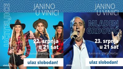 Janino u Vinici: Ne propustite koncerte Učiteljica i Mladena Grdovića